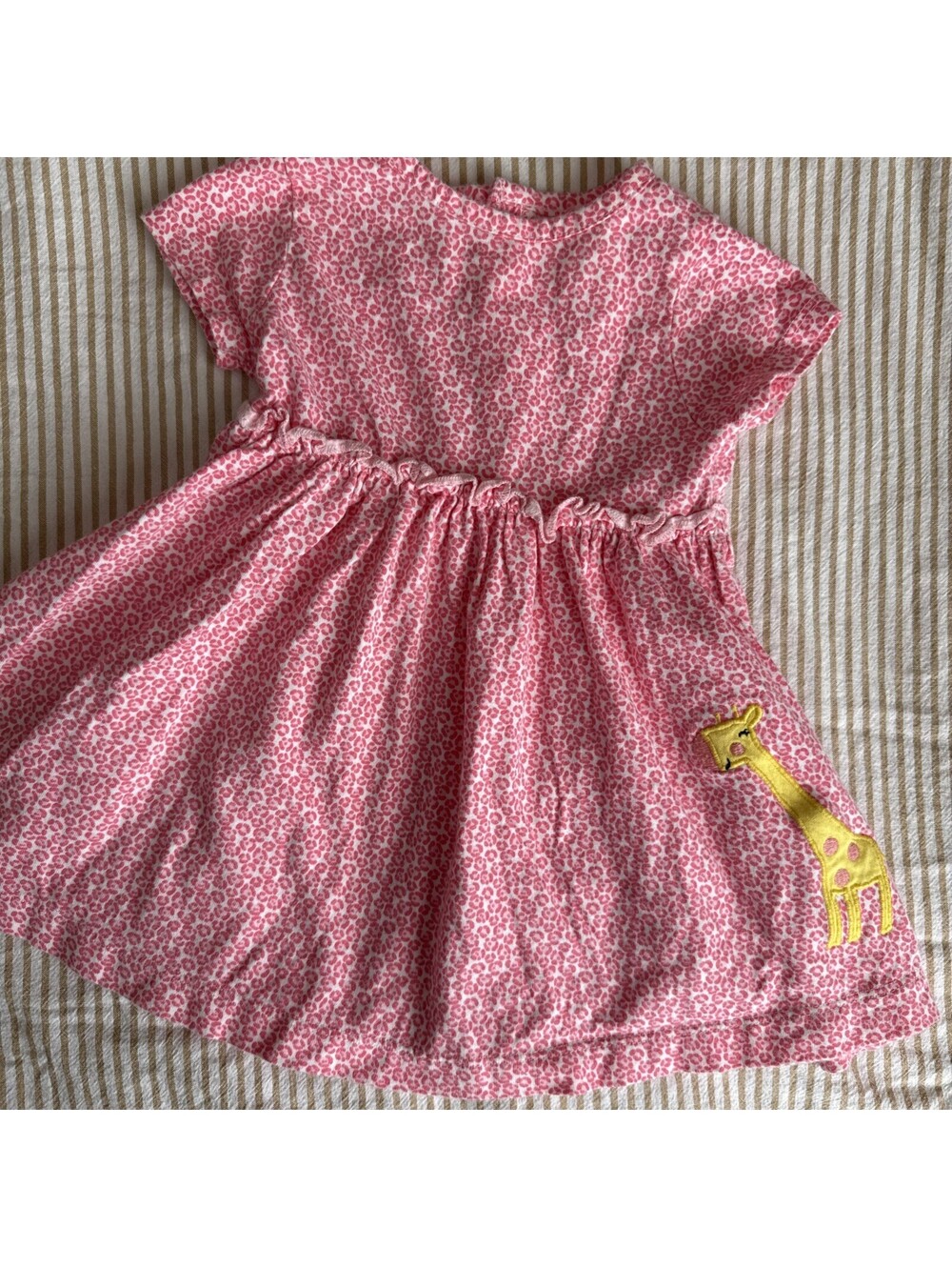 Carters Zoo Baby Girl Cheetah Print Pink White Dress w/Cute Giraffe, 6-9M